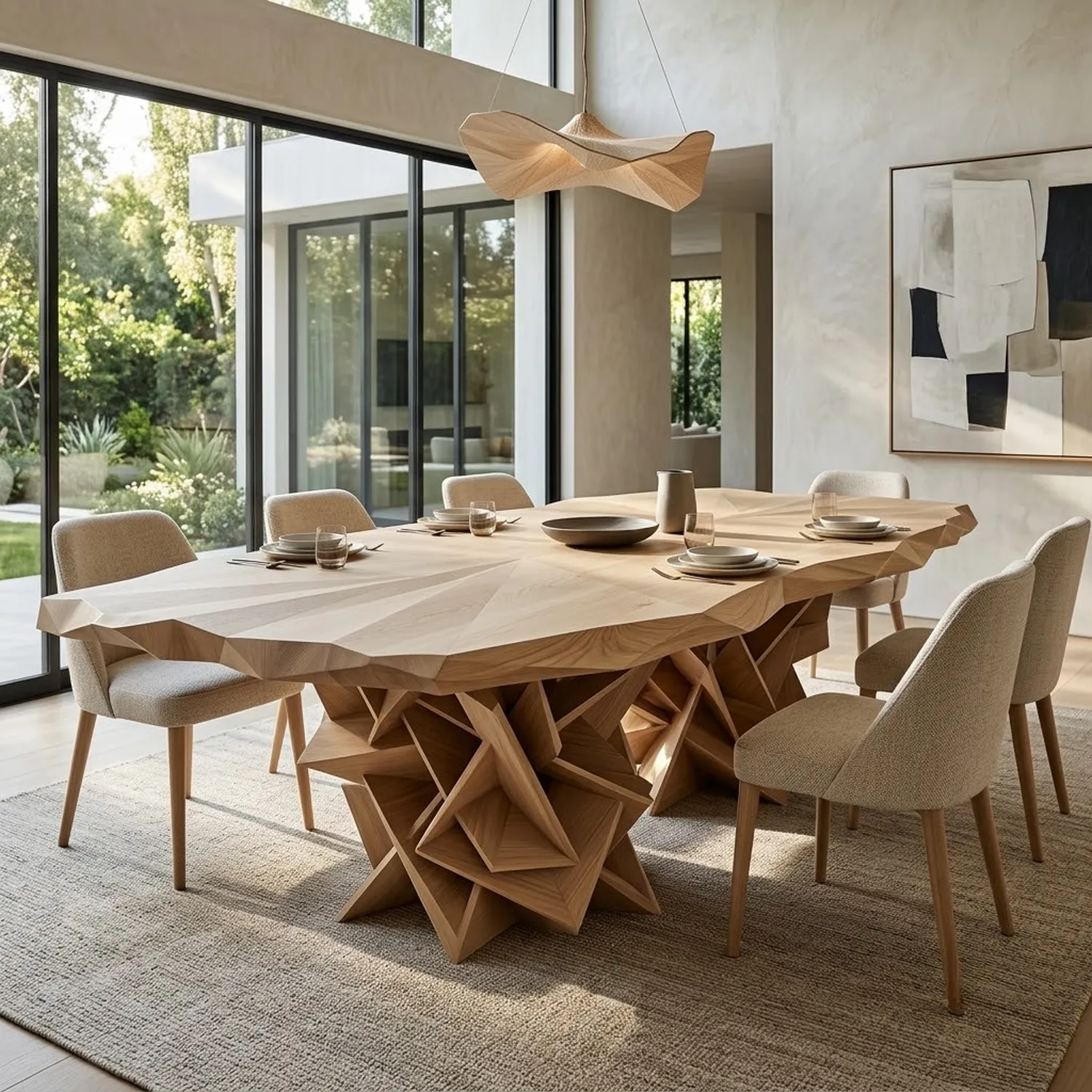 Wood Origami Reef Dinning Table Classic Furniture Accent Interior Styling