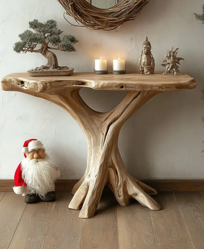 Atelier Timber Hall Table With Organic Base