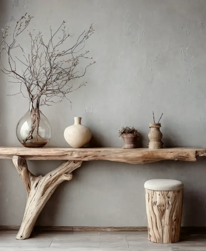 Studio Crafted Foyer Table With Organic Rim