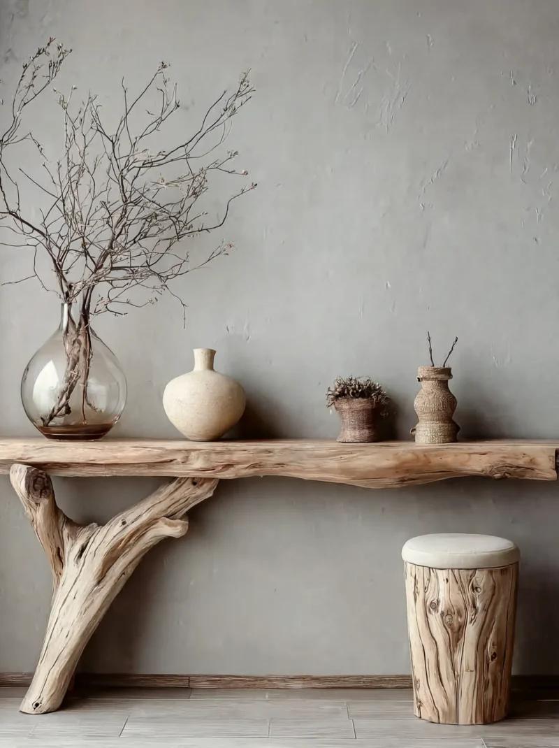 Studio Crafted Foyer Table With Organic Rim