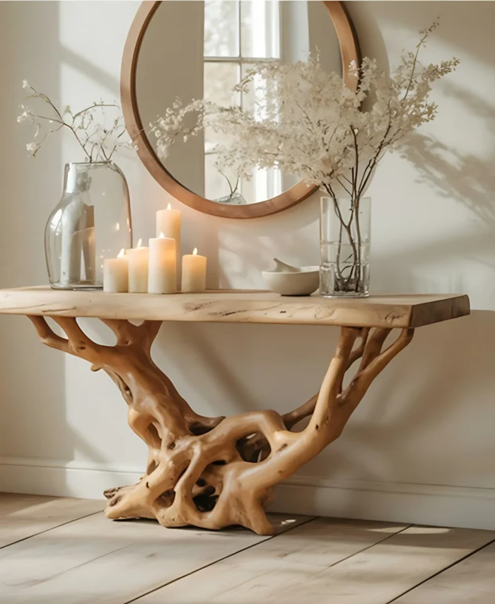 Artisan Timber Foyer Table With Organic Profile