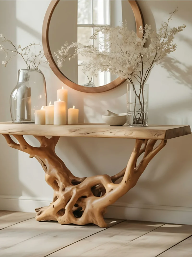 Artisan Timber Foyer Table With Organic Profile