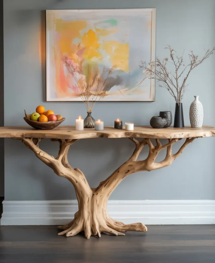 Slim Timber Hall Table With Organic Outline