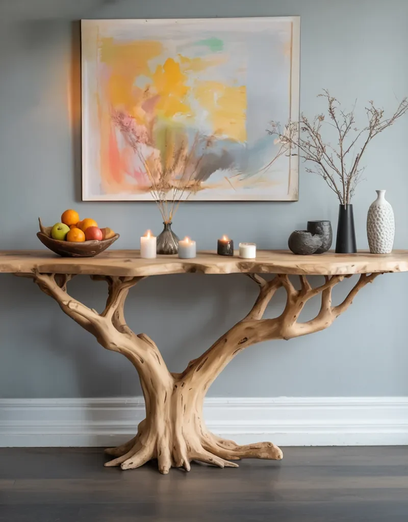 Slim Timber Hall Table With Organic Outline