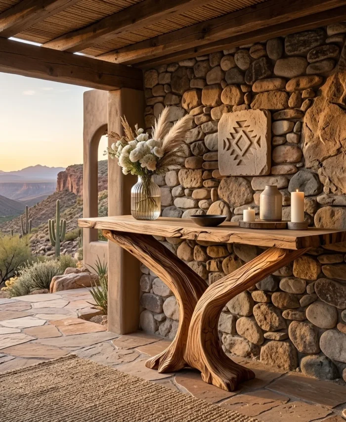 Live Edge Console Table Curved Twin Base Natural Wood