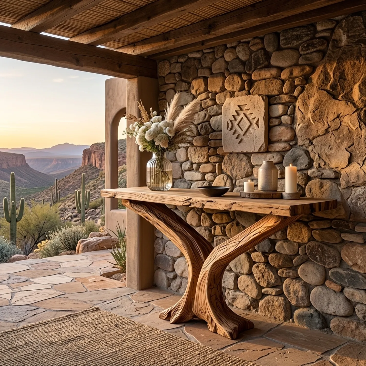 Live Edge Console Table Curved Twin Base Natural Wood
