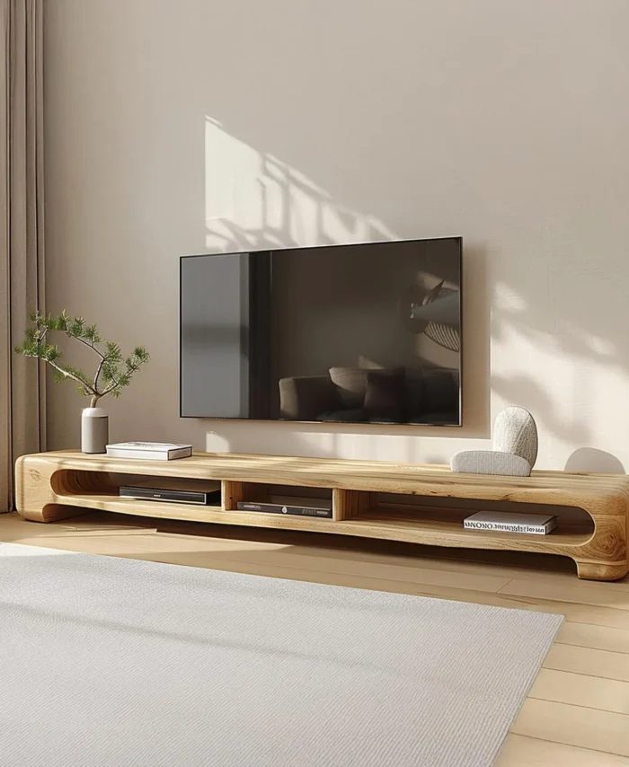 Mid Century Solid Wood TV Console Vintage Style Media Cabinet