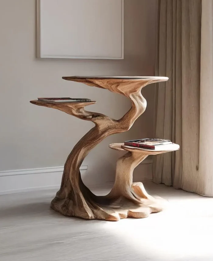 Rustic Solid Wood Bedside And End Table Small Coffee Accent Table