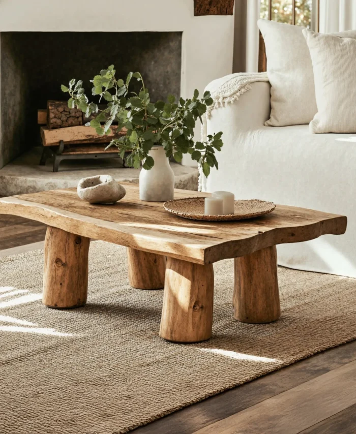 Modern Low Solid Wood Coffee Table Minimal Design