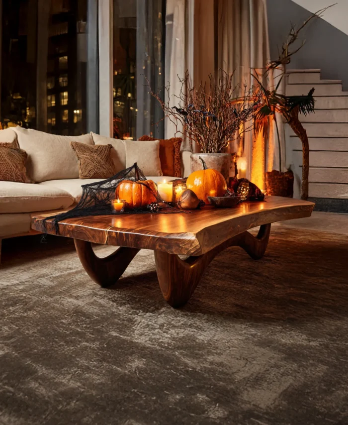 Modern Live Edge Solid Wood Coffee Table Dark Aesthetic