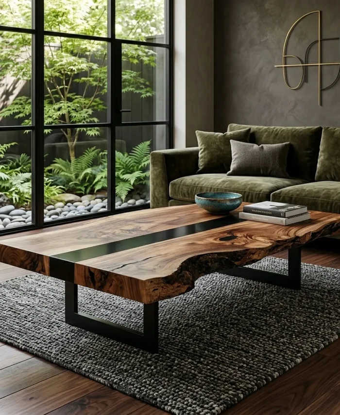 Rustic Solid Wood Coffee Table Living Space