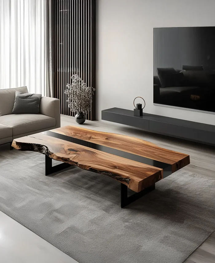 Rustic Solid Wood Coffee Table Living Space